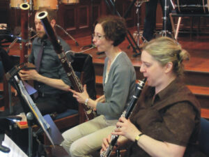 At a recording session of Canadian Panorana with bassoonists Kevin Harris & Larkin Hinder